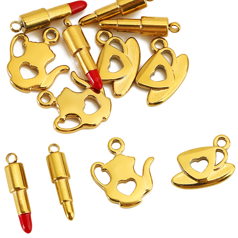 Lip Balm - 10 pendentifs en acier inoxydable couleur